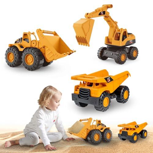 Generico 3 PCS Bambini Escavatore Giocattolo, Escavatore Sabbia Set, Camion Da Cantiere Giocattolo Con Camion Ribaltabile Escavator Caricatore Frontale, Per Bambini Di 3-12 Anni