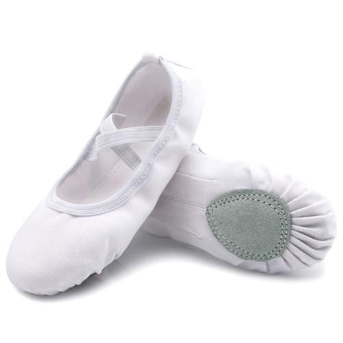 Pantofole Ballo Antiscivolo Donna Tela Scarpe Morbide Classiche Scarpette Ballerine Mezze Punte Scarp Danza Bambina Elegante Ginnastica Yoga Scarpe Bianco 34