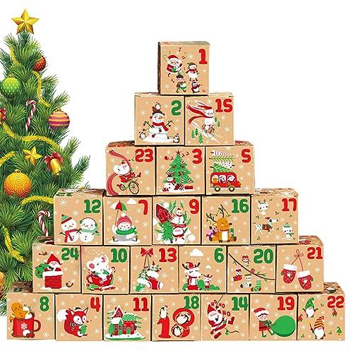 Mamiddle Calendario dell'Avvento da riempire, calendario dell'Avvento fai da te da riempire con cartoni, adesivi e filo di iuta 2023, calendario dell'Avvento fai da te