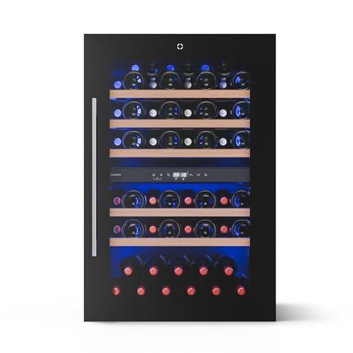 KLARSTEIN Illuminosa Cantinetta Vino da Incasso - 57 Bottiglie, Doppia Zona, 5-22°C, Touch, LED, Ripiani Legno, Porta UV, Silenziosa, Cantina Frigo per Vino