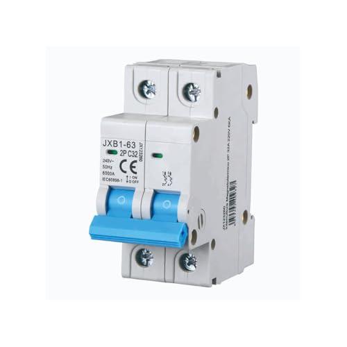 gloca Interruttore Magnetotermico Automatico 2P 220V 6KA 2 Moduli DIN (32 Ampere, 1)