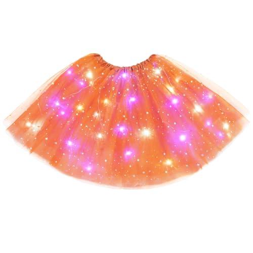 URAQT Gonna Tulle LED, Gonna a tutù Luminosa a Strati per Adulti, LED Tutu Gonna, Gonna Luminosa LED, Gonna a tutù in Tulle Luminoso, Adatto per Feste, Carnevale, Halloween, Matrimoni(Arancione)
