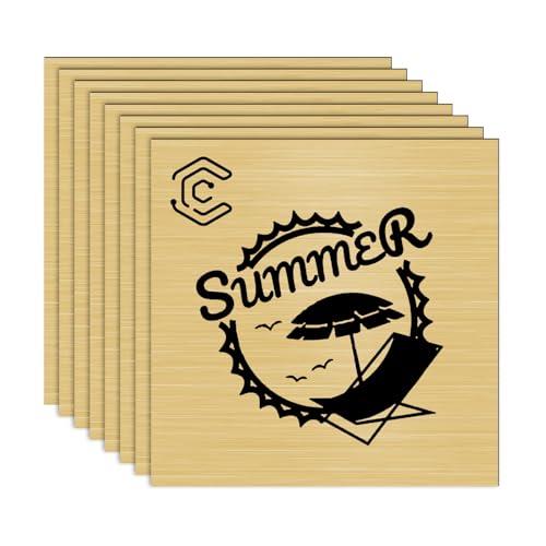 Creatorally Acrilico per Laser, Pannello Plastica Rigida per Incisione Laser 30x30 cm 1.3 mm, Lastra ABS 8 Pezzi Laser Fogli Bicolore per Targhette Decorazione (Nero su Oro Spazzolato)