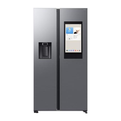 Samsung Frigorifero Side by Side Family Hub RS90F67BET/EF con Dispenser Acqua/Ghiaccio, Wifi con AI Energy Mode, Smart Cooling, SpaceMax, 614 L, LxAxP: 91,2 x 178,4 x 72,6 cm, Metal Inox