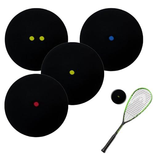 4 Pezzi Palline da Squash,Palline da Squash Sportive Palline da Squash da Allenamento Punto Rosso Punto Blu Punto Giallo Palline da Squash Miste Palline da Squash Doppio Punto Giallo