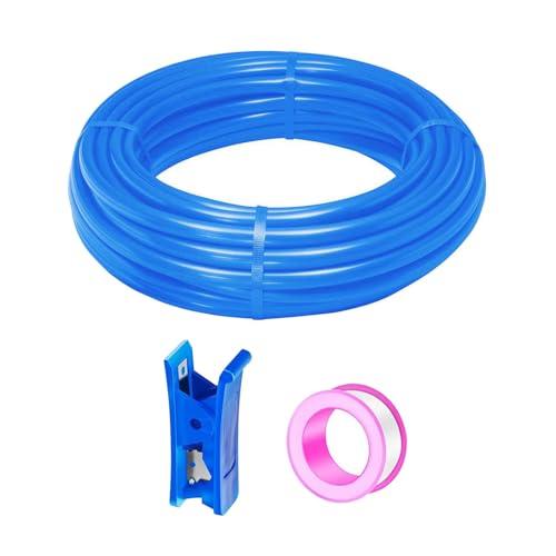 HAXIHA 10 Metri Tubo Aria Compressa Blu,Attacco Rapido Tubo Aria 10mm Diametro Esterno 6.5mm 32.8ft Diametro Interno, Pneumatico per Aria Compressa Adatto Per il di vari Utensili Pneumatici
