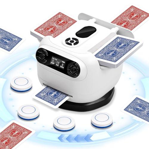 Pakinui Mescolatore e distributore di Carte 2 in 1, mischia Carte Automatico Ricaricabile, mescolatore Carte da Gioco Che Ruota di 360°, distributore Carte da Gioco Come Uno,Blackjack e Texas Hold'em