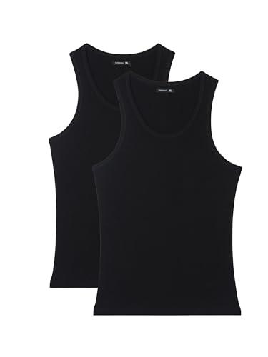 TERRANOVA Confezione 2 Canotte da Uomo Tinta Unita con Spalline Larghe e Ampio Scollo - Set Canotte Scollate Primavera Estate - Kit 2 Canotte Uomo vestibilità Regular (M, Nero)