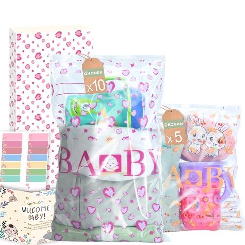 15 bustine corredino neonato ospedale (10 Grandi e 5 Piccole)-Sacchetti Cambio Neonato Ospedale Riutilizzabili per Asilo e Viaggi - Idea Regalo per Future Mamme