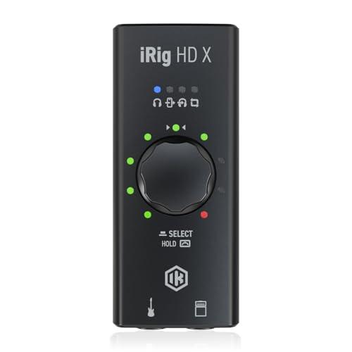 iRig HD X - Interfaccia audio per chitarra per iPhone, iPad, Mac, iOS e PC con cavo USB-C, Lightning e USB e registrazione musicale a 24 bit, 96 kHz