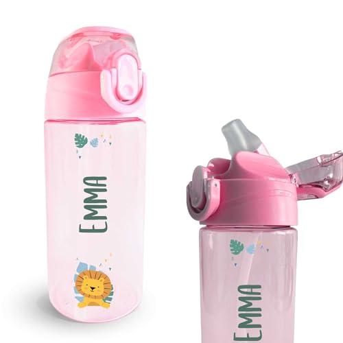 Stellasticker - Borraccia Personalizzata per Bambini con nome e un’icona - Ideale fuori casa, in gita, a scuola. Senza BPA. Lavabile in lavastoviglie, spazzola inclusa. 450 ml. (Rosa chiaro)