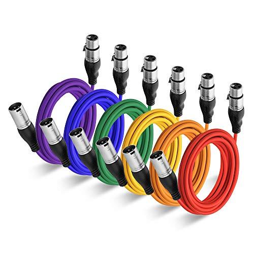 NUOSIYA Cavo XLR Bilanciato 6M, 6 Colori - Professionale Cavo Microfono a 3 Pin Maschio a Femmina per Registratore da Studio, Microfono, Sistema di Altoparlanti