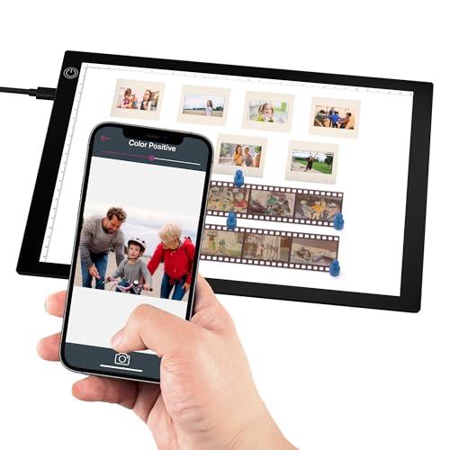 Diascanner - Pannello luminoso a LED ultra sottile, 12 x 9 pollici, negativo e diapositive per la digitalizzazione portatile - Converte diapositive da 35 mm in immagini digitali JPG per pellicole