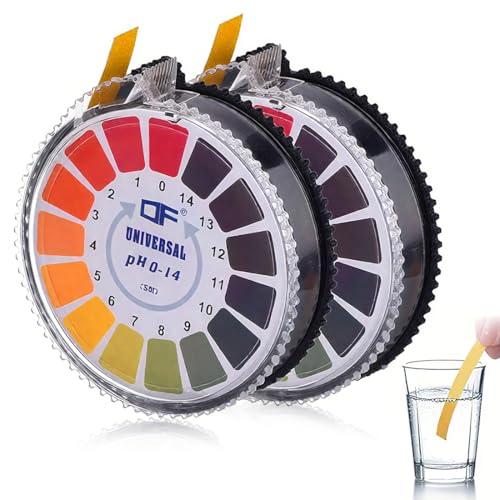 LACHT 2 Pezzi 5m cartine tornasole PH,PH Indicatore,cartine tornasole,Test PH,intervallo di misurazione 1-14,Ottimo per testare Molte solite Sostanze quotidiane,cartine tornasole ph