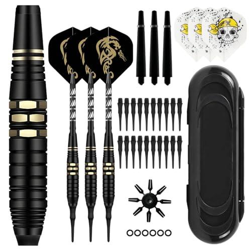 LYCXAMES Freccette con punta in plastica per bersaglio elettronico, set da 3 pezzi, freccette morbide, 18 g, freccette professionali, freccette con punta in metallo rivestita in nero (dardi morbidi