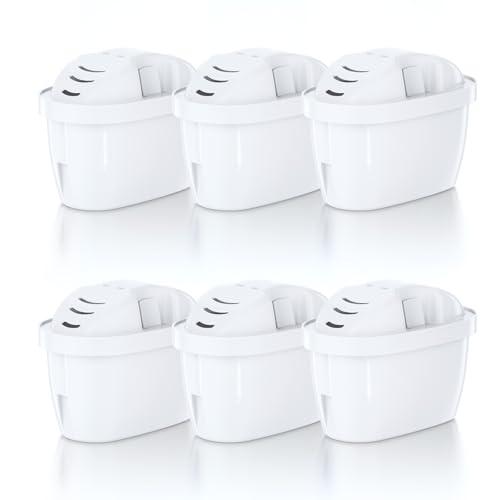 Molifal Cartucce filtranti per acqua compatibili con Brita Maxtra+, confezione da 6 pezzi, per brocche Marella, Style, Elemaris, filtraggio a 5 stadi, rimuove cloro, odori, metalli, senza BPA
