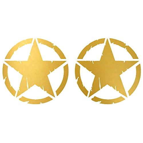 Adesivo Stella Militare Distrutto US Army - Confezione Kit Forme - 2 Pezzi - 4x4 Off Road Auto Moto - Varie Dimensioni 5 10 15 20 25 30 cm - Made in Italy (15 Cm, Oro Specchio)