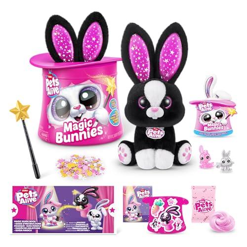 Pets Alive Magic Bunnies di ZURU Peluche magico elettronico e interattivo a sorpresa (Black Bunny)