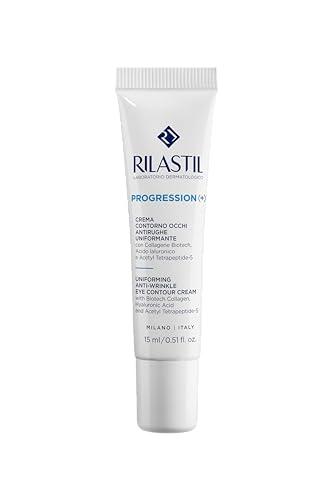 Rilastil Progression Plus, Crema Contorno Occhi Antirughe Uniformante, Trattamento Rughe Marcate, Antiaging, Rimpolpante per Pelli Mature con Collagen, Acido Ialuronico, Confezione da 15 ml