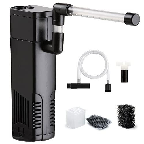 NICREW Filtro Acquario Interno Silenzioso e Potente, Filtro Interno Acquario con Flusso Massimo di 150L/H, Adatto per Acquario Fino a 20L