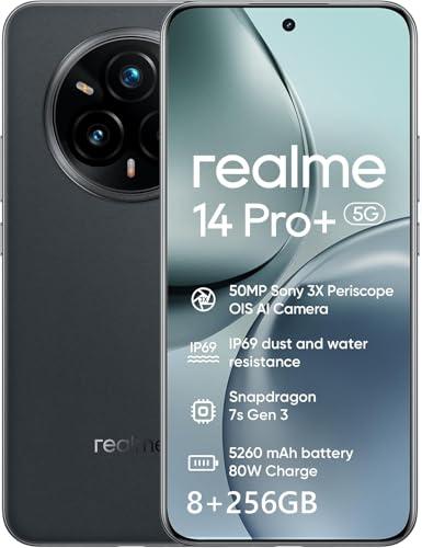 realme 14 Pro+ 5G Smartphone, 50MP +50MP Fotocamera, 120Hz 6.83'' Quad Curve Display, Snapdragon 7s Gen 3 processore, 5000mAh Titan Batteria (Nero)