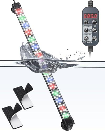Pawfly 40cm LED Acquario Luce per vasca per pesci 24/7 con spettro completo di luci brillanti bianche blu rosse verdi LED multicolore con modalità D/N Effetti monocolore Timer e luminosità regolabile