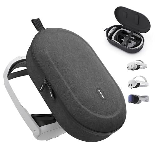 Syntech Custodia Rigida Compatibile Con Meta Quest 3S/Quest 3/Oculus Quest2/VP/Pico4 la Cuffie VR Con Cinturino Elite, Controller Touch, Design Elegante Per Il Viaggio, Nero