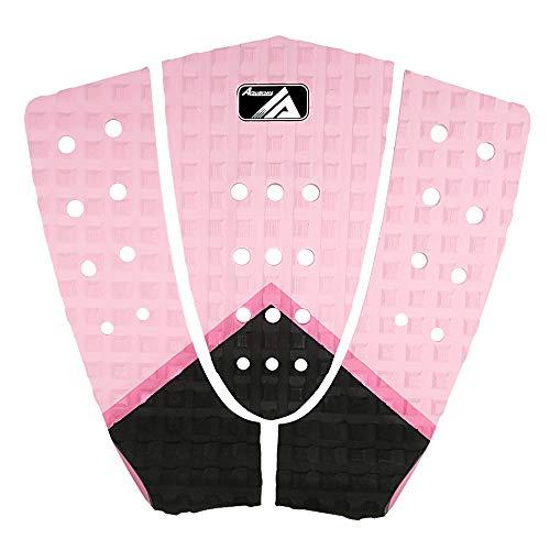 AQUBONA 3 Pezzi Stomp Pad Tavola da Surf Eva Trazione Anteriore Pad con Adesivo 3 (m) Coda Pad Professionale Applicabile Tutte Le Tavole da Surf, Shortboard, Longboard, Skimboard (Rosa - Nero)