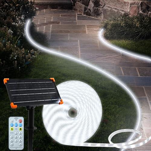 DBFAIRY 15M Striscia LED Solare da Esterno, 540 LED Striscia Luminosa, IP68 Impermeabile Striscia con Timer a Telecomando per Giardino, Terrazza, Balcone Decorativo (Bianco)