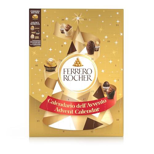 Ferrero Rocher - Calendario Avvento 2025, 24 Specialità Assortite, Ferrero Rocher e Tre Ricette Golden Moments al Cioccolato al Latte, Bianco e Fondente, Idea Regalo, Confezione da 258 gr