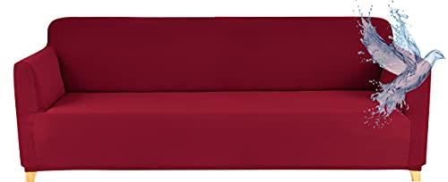 Poligino Copridivano 3 Posti con Braccioli | Copri Divano Impermeabile | Elasticizzato | AntiGraffio Gatto | Universale | Copridivano Indispensabile per Animali Domestici (3 Posti, Bordeaux)