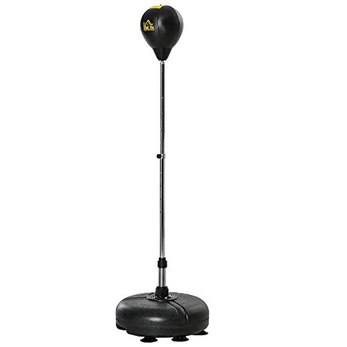 HOMCOM Sacco da Boxe Altezza Regolabile con Guanti Inclusi, Punching Ball per Adulti e Ragazzi, in PE e Metallo, 45x45x133-151cm, Oro