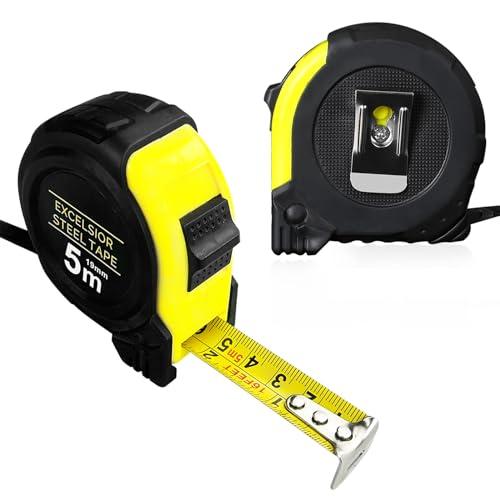 Gentpovth 2 pezzi 5m Metro a nastro professionale robusto con Rivestimento in Gomma Antishock, Metrica inglese flessometro, Compatto Resistente, facile da riporre, per misurazioni in diversi contesti