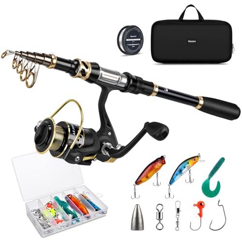 Gonex Canna da Pesca e Mulinello Combo Set di Canne Telescopica con Lenza, Kit di Esche da Pesca e Borsa per Il Trasporto, 2,4