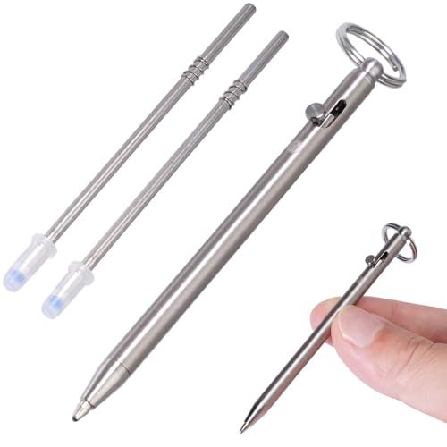 TIKIDESIGN Mini penna a sfera in titanio EDC TKP1, riempitivo tascabile EDC retrattile con foro per portachiavi, penna Mini Titan Bolt Action per uso quotidiano