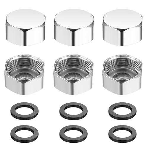6 Pezzi Tappo in Ottone per Tubi Esagonali, Tappi per Tubo Esagono 3/4 Pollici, Tappo di Chiusura con Filettatura Femmina Interna, Tappo Blocco Fissaggio Femmina (Acciaio inossidabile)