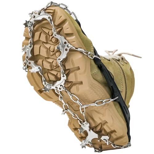 HOSLAFON Ramponi, Tacchetti da Ghiaccio per Scarponi Scarpe, Pinze in Silicone in Acciaio Inossidabile Punta per Scarpe Grip Trazione per Neve Ghiacciata