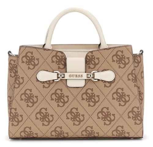 GUESS Nolana Girlfriend Satchel, Cartella Donna, Logo Latte/Osso, One Size