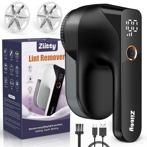 Ziitty Levapelucchi Elettrico, Rimuove i Pelucchi per 3 Livelli di Potenza Regolabili, Taglia Pelucchi a 6 Lame per vari Tessuti Perfetto per i Regali di Famiglia per le Donne(Nero)