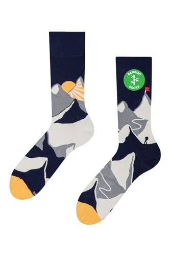 Dedoles Calzini Unisex Donna Uomo & Bambini Calze Cotone con tanti Design divertenti sinistra destra diversi, colore: Grigio, disegno: Tramonto in montagna (bambù), taglia: 39-42