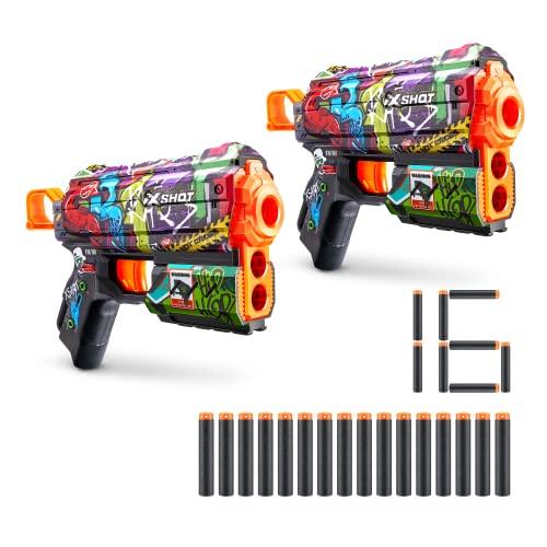 X-Shot Skins Flux, Graffiti, Blaster a freccette in schiuma (confezione da 2, 16)