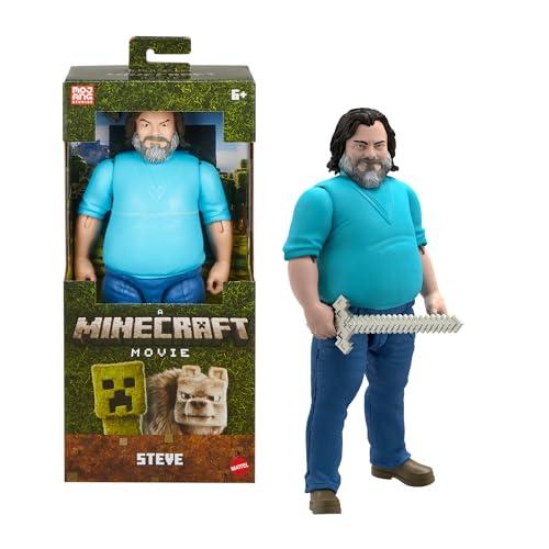 Mattel Minecraft - Steve, action figure di grandi dimensioni da collezione, personaggio snodato alto 30+ cm con design ispirato a Un film Minecraft, giocattolo per bambini, 6+ anni, JGG67