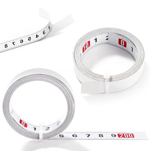 YIXISI 2 Pezzi 2m Nastro di Misurazione Autoadesivo, Righello Con Sistema Metrico, Metro a Nastro Sinistra a Destra, per Banco Lavoro e Macchine, Bianco