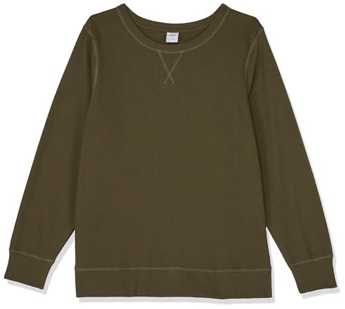 Amazon Essentials Felpa Girocollo da Donna in Pile di Spugna Francese (Disponibile in Taglie Forti), Verde Oliva, S