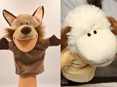 LOMTRATS Marionette per bambini neonato Contiene lupo, tigre, leone, scimmia, bocche aperte mobili Perfette per narrativa, insegnamento, età prescolare, regalo di compleanno