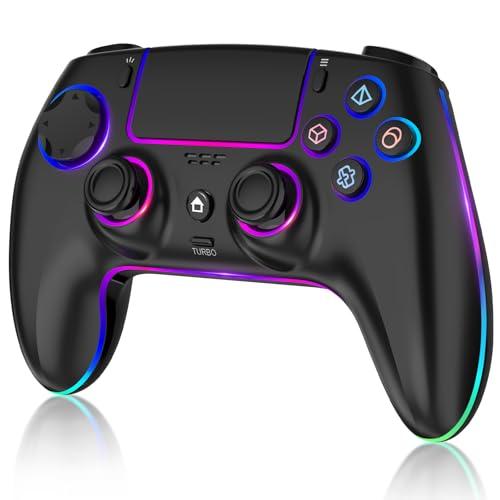 MYSTILUCK Controller Wireless per PS-5/PC/MAC/iOS/Android/Steam Deck, Controllore con 7 Colori RGB Variabili/Joystick e Grilletti Hall Effect/Doppia Vibrazione/Connessione Cuffie/Batteria 1500 mAh