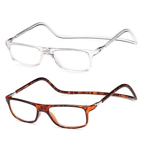 NEW VISION 2 Pack Occhiali Da Lettura con Calamita, Occhiali con Calamita Da Vista NV2904, Occhiali Calamitati Da Collo, Occhiali Lettura Calamita per Uomo e Donna (Tm, 2, x)