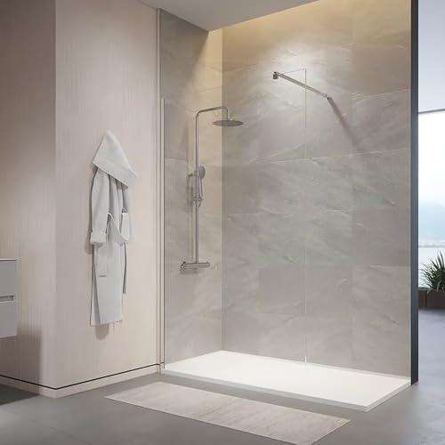 Box Doccia Walk-In 60 cm Altezza 200cm Parete Fissa Vetro Temperato Trasparente da 10mm con Trattamento Anticalcare Braccio Telescopico SUS304 Profili Alluminio Cromato