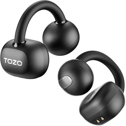 TOZO OpenEarRing Cuffie Bluetooth 5.4 Ultraleggero con Cancellazione del Rumore delle Chiamate IA ORIGX Acustica EQs Regolazione 40 Ore Riproduzione LED Schermo USB Tipo C IPX5 Nero