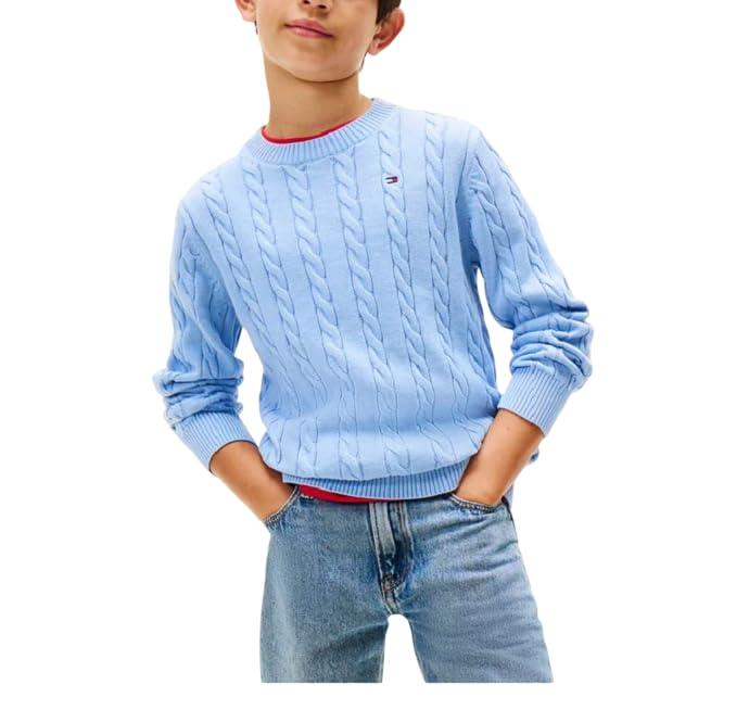 Tommy Hilfiger Cotton Cable Sweater Kb0kb09753 Pullover, Black (Black), 6 Anni Bambino